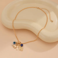 Thumbnail for Chic Evil Eye Elephant Lucky Horseshoe Pendant Cable Chain Necklace - ArtGalleryZen