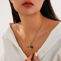 Thumbnail for Chic Evil Eye Elephant Lucky Horseshoe Pendant Cable Chain Necklace - ArtGalleryZen