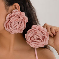 Thumbnail for Chic Fabric Rose Flower Stud Earrings - ArtGalleryZen