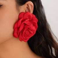 Thumbnail for Chic Fabric Rose Flower Stud Earrings - ArtGalleryZen