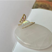 Thumbnail for Chic Floral Butterfly Pearl Ring Set - ArtGalleryZen