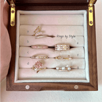 Thumbnail for Chic Floral Butterfly Pearl Ring Set - ArtGalleryZen
