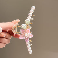 Thumbnail for Chic Floral Pearl Chignon Claw Clip Hair Clip - ArtGalleryZen