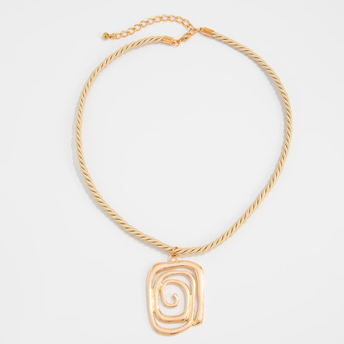 Chic Flower Spiral Round Square Pendant Necklace - ArtGalleryZen