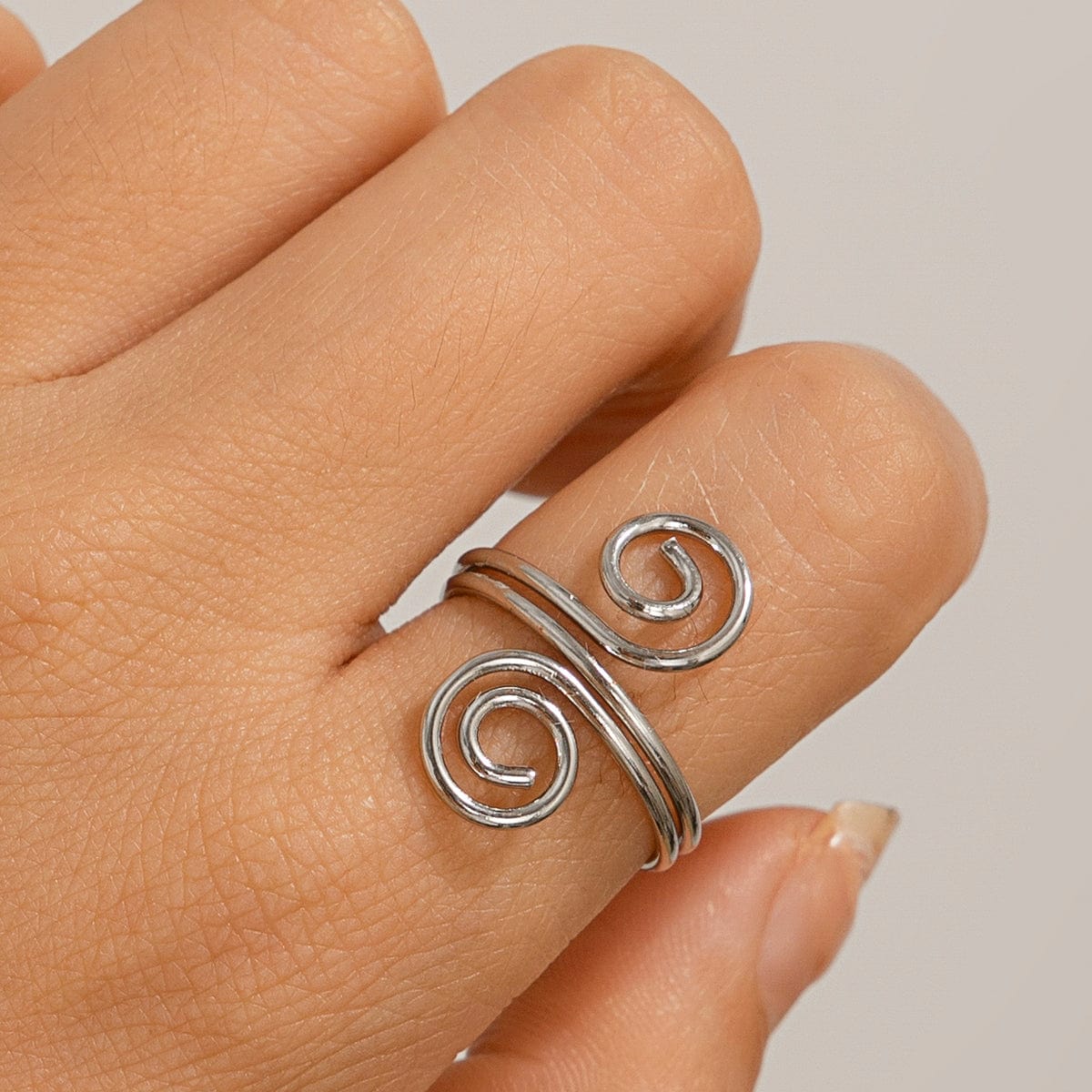 Chic Geometric Duo Spiral Ring - ArtGalleryZen