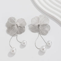 Thumbnail for Chic Geometric Floral Pearl Dangle Earrings - ArtGalleryZen