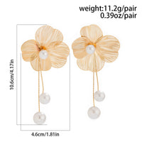Thumbnail for Chic Geometric Floral Pearl Dangle Earrings - ArtGalleryZen