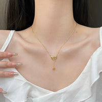 Thumbnail for Chic Gold Plated Bowknot Heart Pendant Y Necklace - ArtGalleryZen