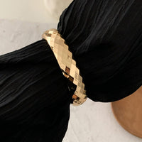 Thumbnail for Chic Gold Silver Plated Cut Surface Bangle Bracelet - ArtGalleryZen