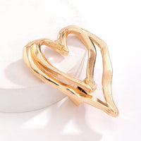 Thumbnail for Chic Gold Silver Plated Double-Layered Hollow Heart Open Ring - ArtGalleryZen