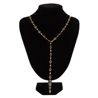 Thumbnail for Chic Gold Silver Plated Hollow Heart Long Chain Y Necklace - ArtGalleryZen