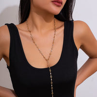 Thumbnail for Chic Gold Silver Plated Hollow Heart Long Chain Y Necklace - ArtGalleryZen