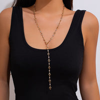 Thumbnail for Chic Gold Silver Plated Hollow Heart Long Chain Y Necklace - ArtGalleryZen