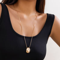 Thumbnail for Chic Gold Silver Plated Oval Pendant Necklace - ArtGalleryZen