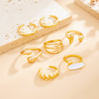Thumbnail for Chic Gold Silver Plated Waterdrop Hollow Enamel Ring Set - ArtGalleryZen
