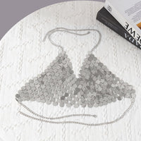 Thumbnail for Chic Gold Silver Tone Backless Sequins Bra - ArtGalleryZen
