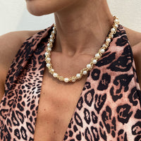 Thumbnail for Chic Gold Silver Tone Pearl Rope Chain Necklace - ArtGalleryZen