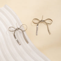 Thumbnail for Chic Gold Silver Tone Ribbon Earrings - ArtGalleryZen