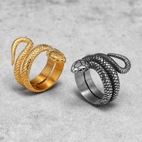 Thumbnail for Chic Gold Silver Tone Stainless Steel Snake Ring - ArtGalleryZen