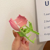 Thumbnail for Chic Handmade Enamel Pink Tulip Chignon Claw Clip Hair Clip - ArtGalleryZen