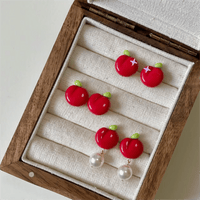 Thumbnail for Chic Handmade Pearl Dangle Star Apple Czech Glass Earrings - ArtGalleryZen