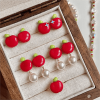 Thumbnail for Chic Handmade Pearl Dangle Star Apple Czech Glass Earrings - ArtGalleryZen