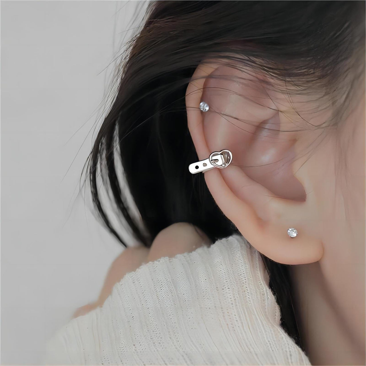 Chic Heart Belt Ear Cuff Earrings - ArtGalleryZen