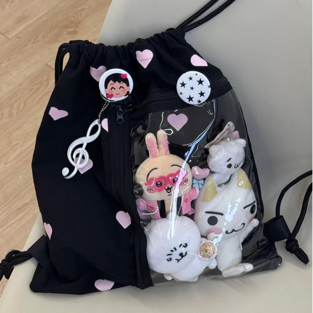 Chic Heart Kpop Fan Display Drawstring Backpack - ArtGalleryZen