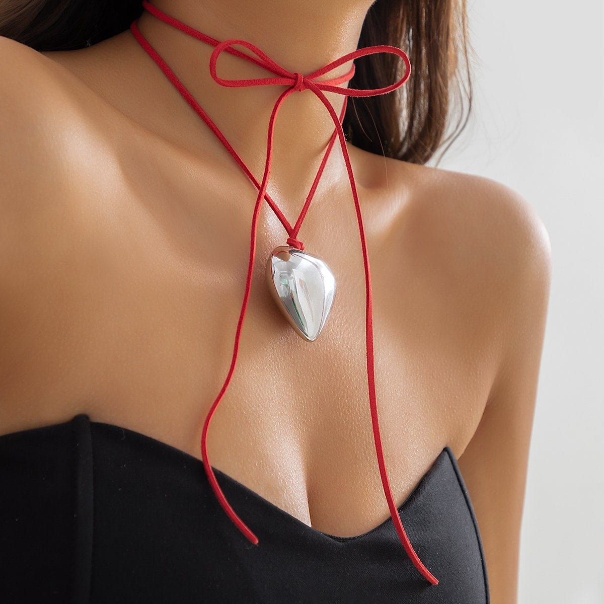 Chic Heart Pendant Colorful Velvet String Necklace - ArtGalleryZen