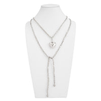 Thumbnail for Chic Heart Pendant Square Beaded Long Chain Necklace - ArtGalleryZen