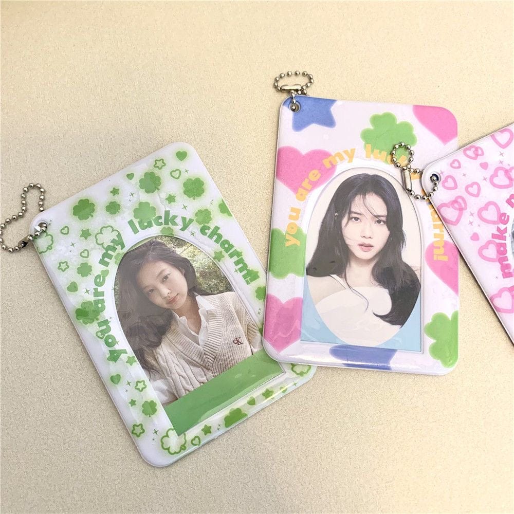 Chic Heart Star Lucky Clover Kpop Keychain Photocard Holder - ArtGalleryZen