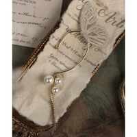 Thumbnail for Chic Hollow Butterfly Pearl Chain Tassel Elf Ear Cuff Wrap Earring - ArtGalleryZen