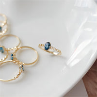 Thumbnail for Chic Hollowed-out Sea Blue Topaz Ring - ArtGalleryZen