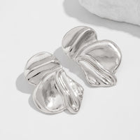 Thumbnail for Chic Irregular Gold Silver Tone Pleated Stud Earrings - ArtGalleryZen