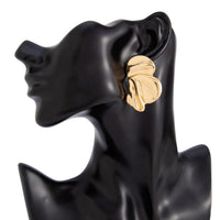 Thumbnail for Chic Irregular Gold Silver Tone Pleated Stud Earrings - ArtGalleryZen