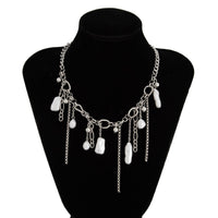 Thumbnail for Chic Irregular Pearl Tassel Curb Chain Necklace - ArtGalleryZen