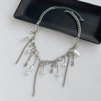Thumbnail for Chic Irregular Pearl Tassel Curb Chain Necklace - ArtGalleryZen