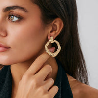 Thumbnail for Chic Irregular Textured Hoop Stud Earrings - ArtGalleryZen