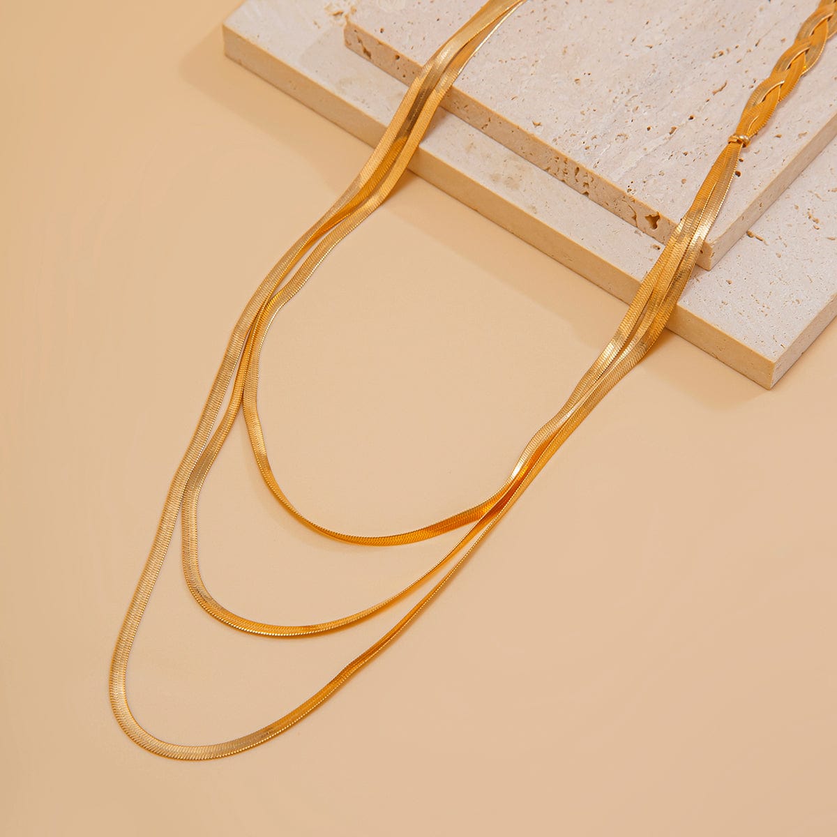 Chic Layered Cross Herringbone Chain Necklace - ArtGalleryZen