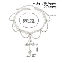 Thumbnail for Chic Layered Cross Pendant Pearl Chain Necklace - ArtGalleryZen