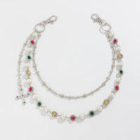Thumbnail for Chic Layered Cross Pendant Pearl Crystal Trouser Chain - ArtGalleryZen