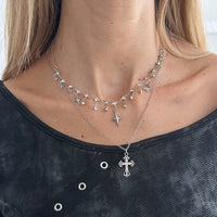 Thumbnail for Chic Layered Cross Star Tassel Rhinestone Chain Necklace Set - ArtGalleryZen