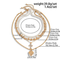 Thumbnail for Chic Layered Crystal Inlaid Cross Heart Pendant Pearl Chain Necklace Set - ArtGalleryZen
