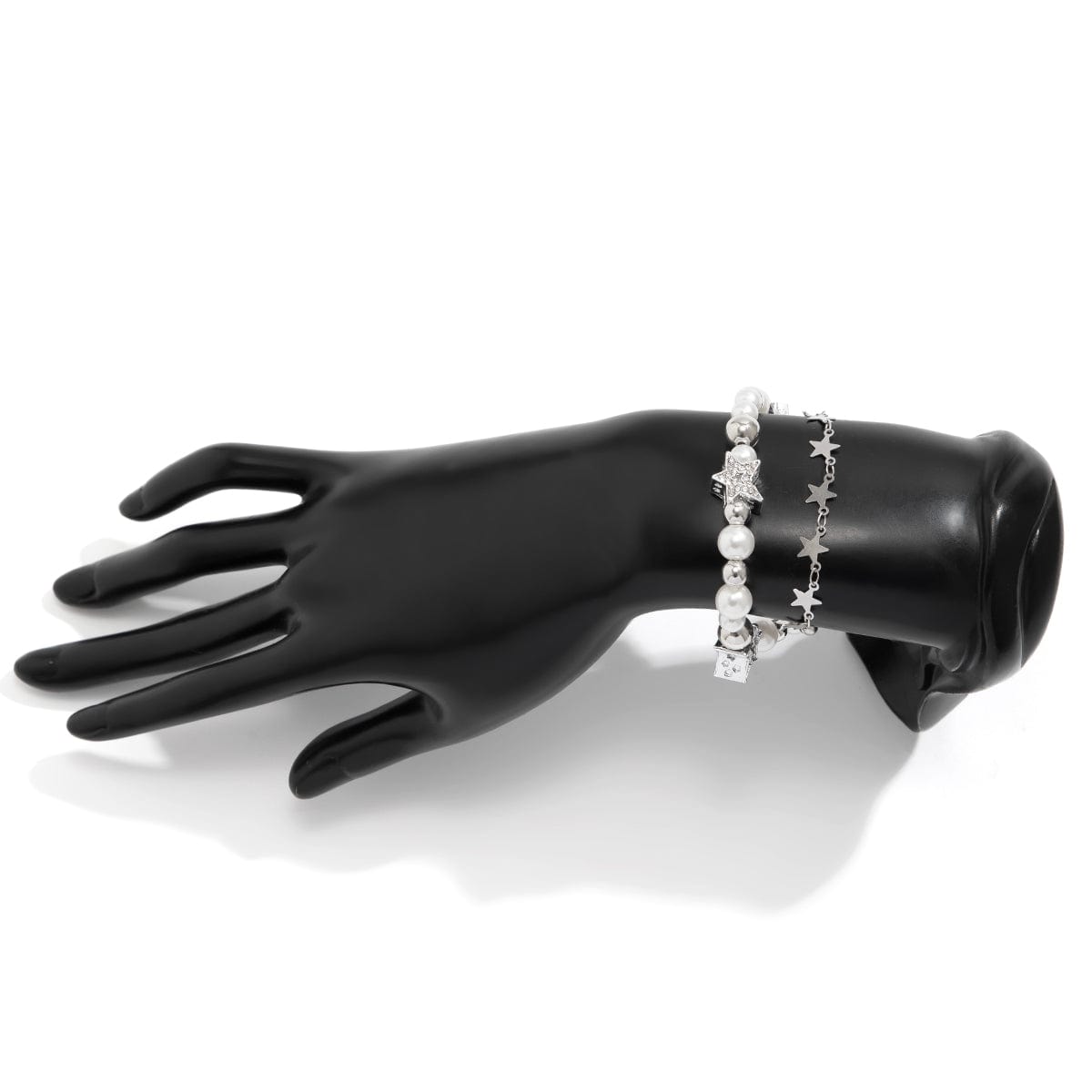 Chic Layered Crystal Inlaid Star Pearl Chain Bracelet - ArtGalleryZen