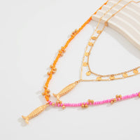 Thumbnail for Chic Layered Fish Pendant Sequin Tassel Seed Beaded Necklace Set - ArtGalleryZen