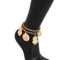 Thumbnail for Chic Layered Gold Silver Tone Flame Heart Anklet - ArtGalleryZen