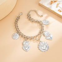 Thumbnail for Chic Layered Gold Silver Tone Flame Heart Anklet - ArtGalleryZen