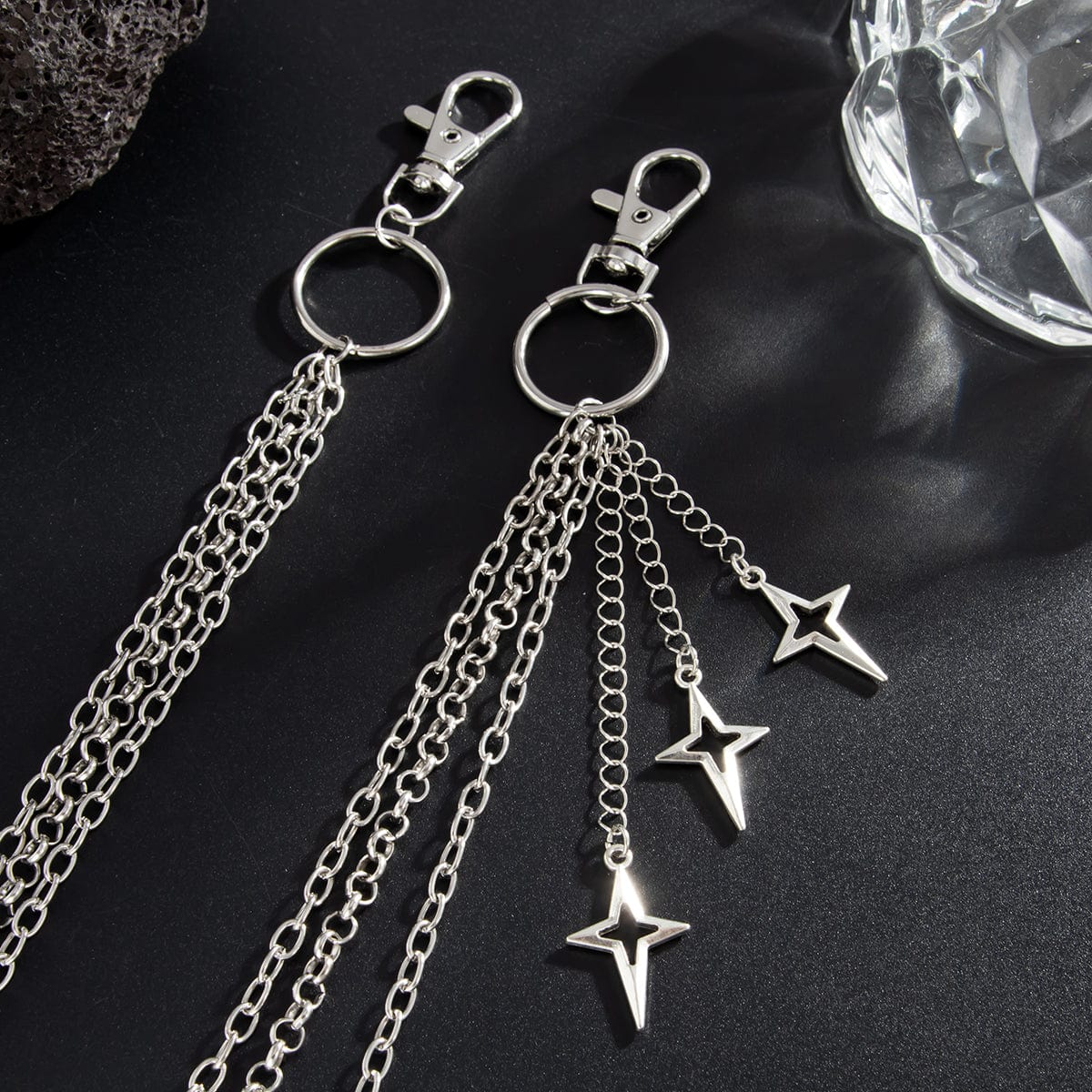 Chic Layered Hollow Star Pendant Trouser Chain - ArtGalleryZen
