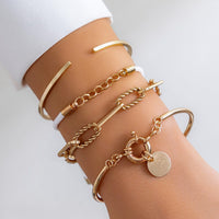 Thumbnail for Chic Layered Knotted String Round Disk Cable Chain Bangle Bracelet Set - ArtGalleryZen