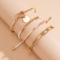 Thumbnail for Chic Layered Knotted String Round Disk Cable Chain Bangle Bracelet Set - ArtGalleryZen